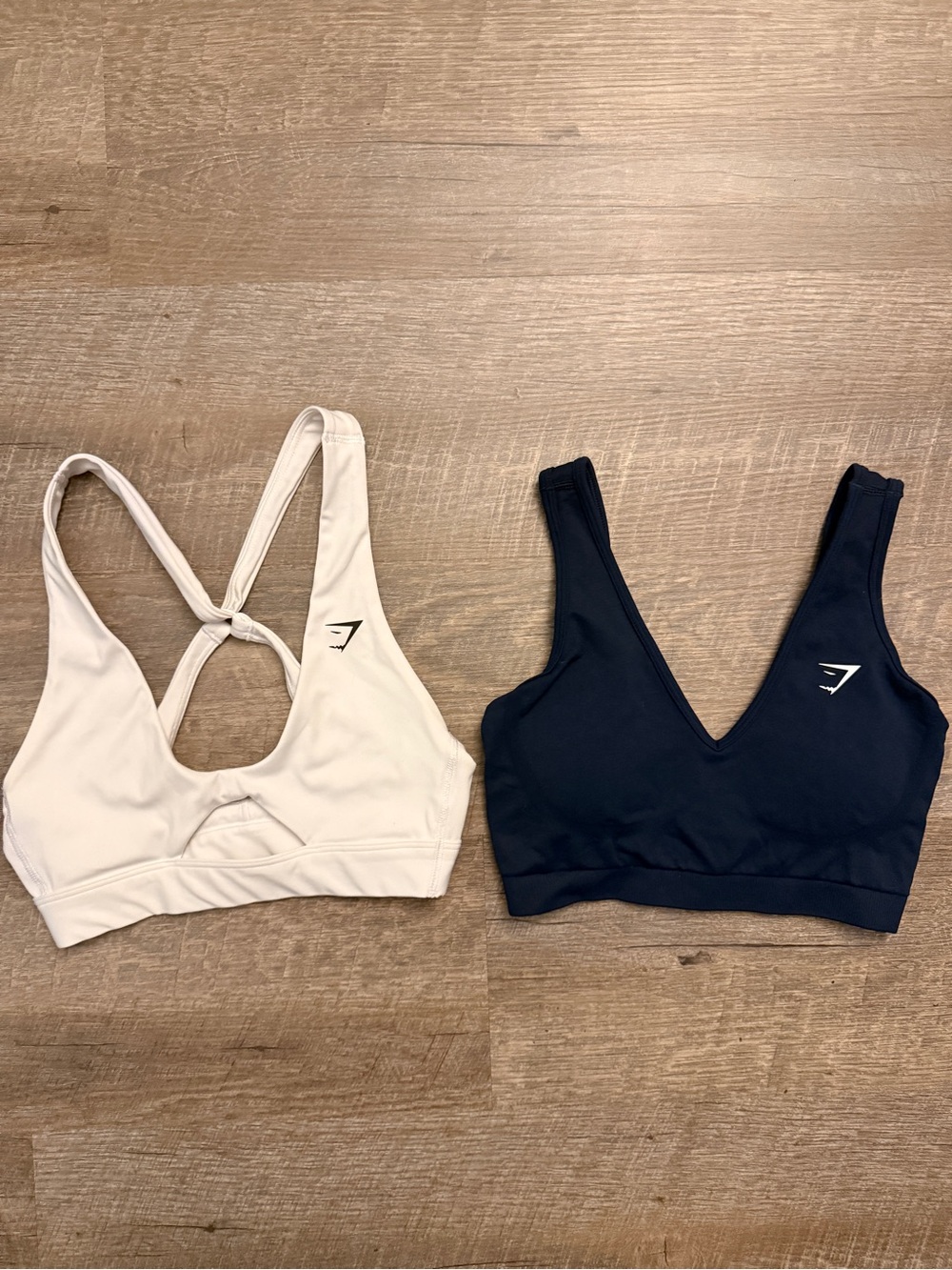 Gymshark Women’s Seamless Sports Bras - Ivory and Navy | Bundle of 2